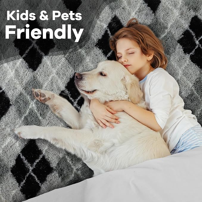 4x6 Black and Grey Fluffy Soft Area Rug Non-Slip - Image 6