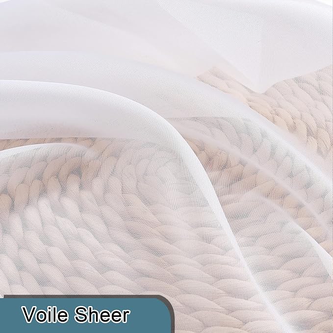 Short Sheer Curtains 54 Inches Length 2 Panels, Light Filtering Voile Curtain - Image 8