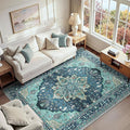 RELEANY Washable Area Rug, Teal | Non-Slip, Water Repellent, Pet Friendly by RELEANY