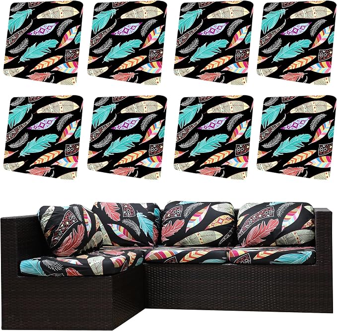 8Pcs Outdoor Cushion Covers, Elastic Patio Cushion Covers | Washable, by dreahoteztil