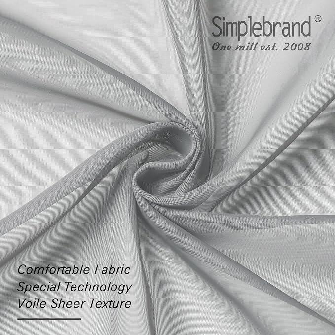 Simplebrand Light Grey Sheer Curtains 63 Inch Length 2 Panels, Rod Pocket Solid - Image 6