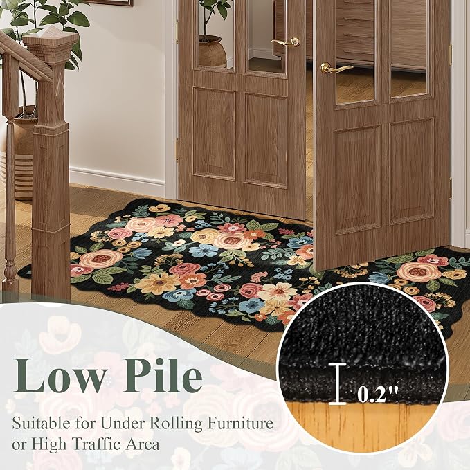 DUKINO 4x6 Area Rug, Non Slip Floral Washable Rug - Image 9