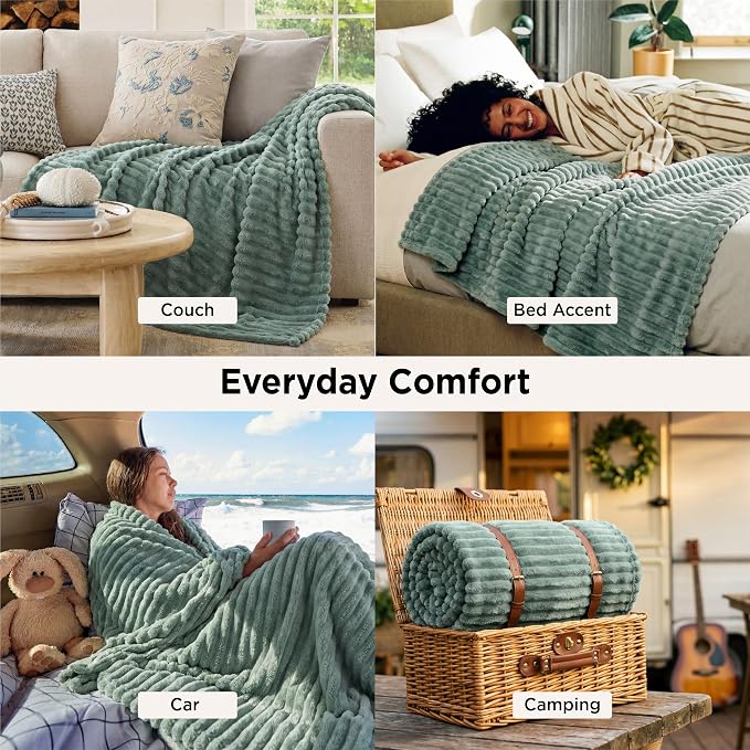 Bedsure Soft Sage Green Throw Blanket - Image 5