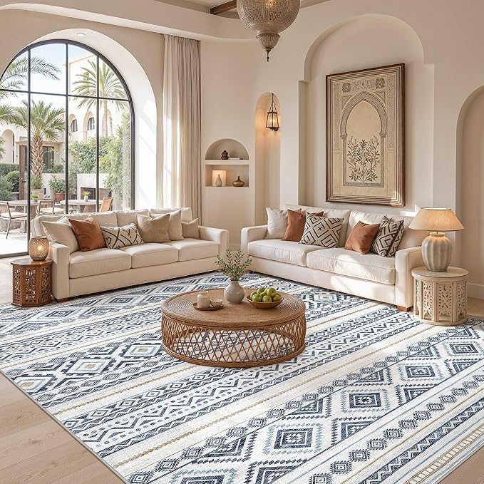 cotiled Boho 12x15 Area Rug for Living Room: Large Moroccan Washable Rug | - Image 4