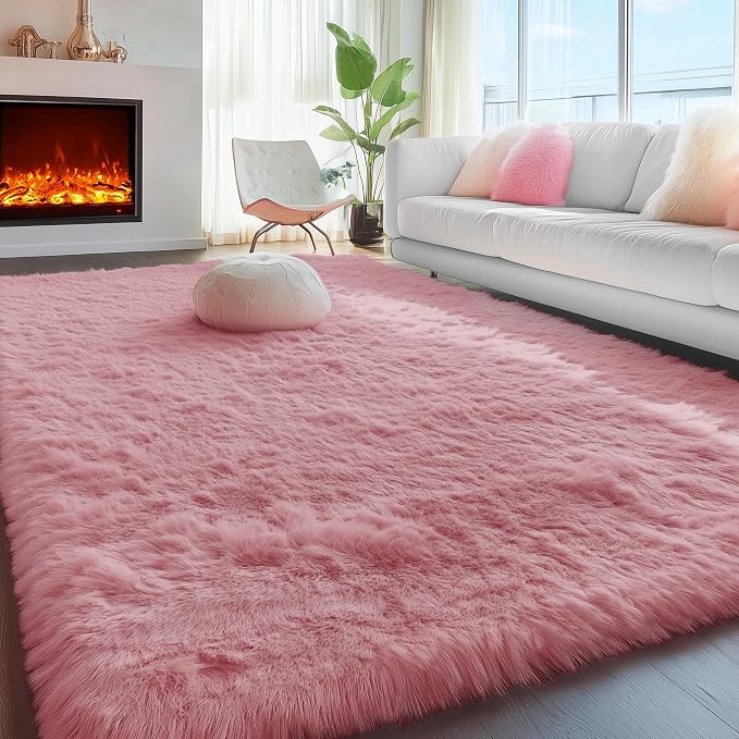 Shaggy Fluffy Rugs Carpets for Girls Room Baby Nursery Teens Rooms 4x6 Ft | - Image 8