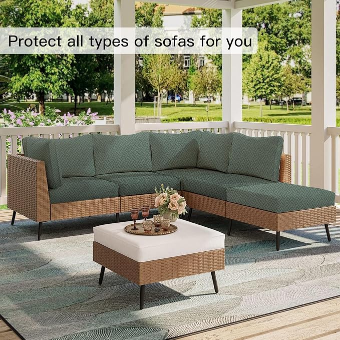 14PCS Patio Cushion Covers, Patio Furniture Couch Seat Slipcovers | Washable - Image 4
