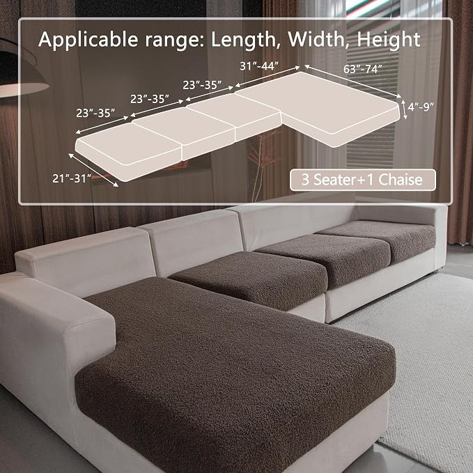 OHSIO Couch Cushion Covers for Sectional Sofa, Stretch Soft Sofa Slipcovers - Image 2