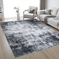 Area Rug Living Room: 4x6 Modern Washable Soft Carpet Dark Black | by FXRHLP