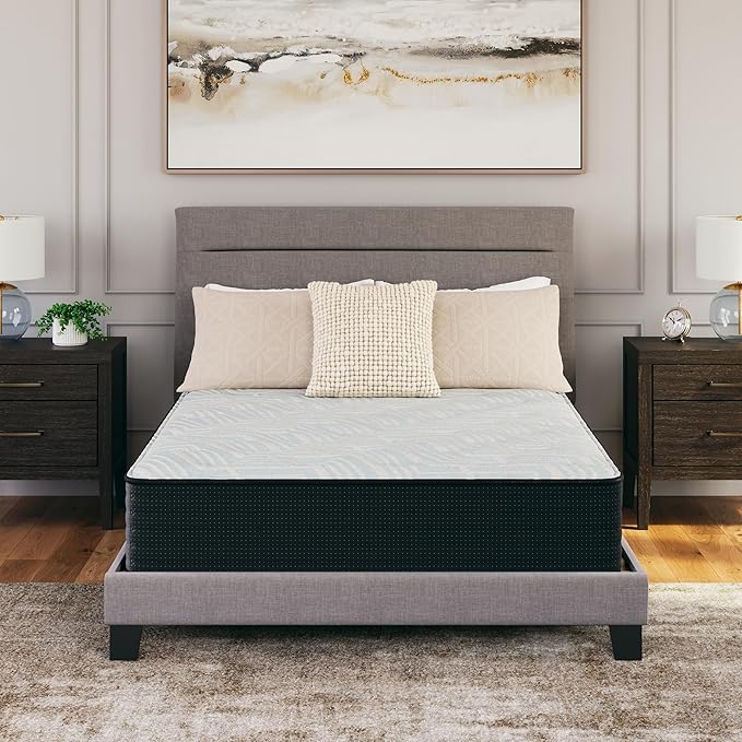 Signature Design by Ashley King Size Palisades 14 Inch Firm Hybrid Mattress with Quick Response Gel Memory Foam, Fiberglass Free, Mattress In A Box