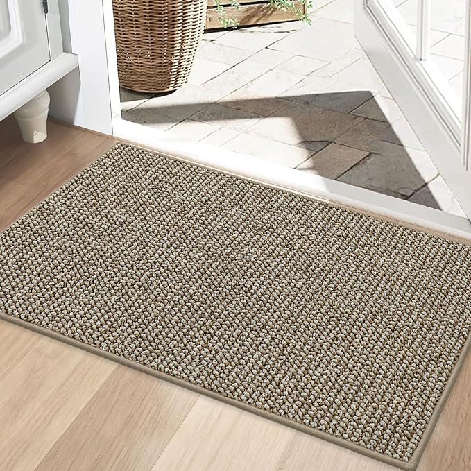 BEQHAUSE Dirt Trapper Door Mat 24" x 36", Non-Slip Washable, Light Beige | by BEQHAUSE