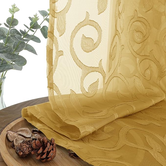 Furman Gold Sheer Curtains 54 Inch 2 Panels Set - Image 7