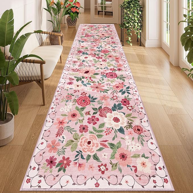 DUKINO 3x12 Washable Runner Rug, Long Hallway Runner Rug Non Slip, Low Pile by DUKINO