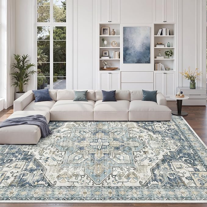 9x12 Area Rugs for Living Room, Large Washable Rug, Dining Room, Low Pile - Image 4