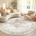 Round Rugs 6ft Washable Rug, Vintage Boho Medallion Rugs Non-Slip Soft Low Pile by VECARF