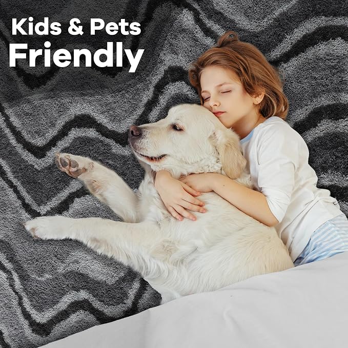 4x6 Grey Fluffy Soft Area Rug Non-Slip - Image 6