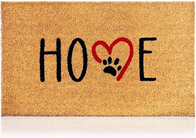 Coir Welcome Mat, Dog Footprints, 17 x 29 in | 100% Natural Coir, Anti-Shedding by AmaruDoorMats