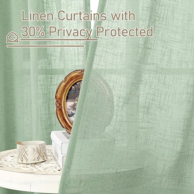 Fresh Green Linen Curtains 72 Inch Length - Image 6