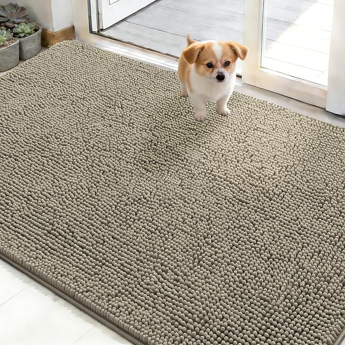 OLANLY Dog Door Mat for Muddy Paws 50x30, Super Absorbent Chenille Mud Mat | by OLANLY