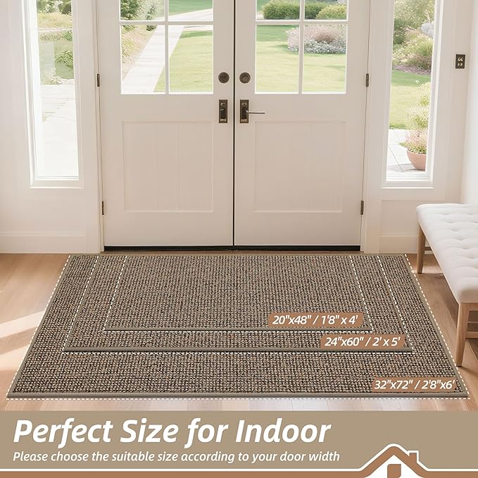 BEQHAUSE Dirt Trapper Door Mat 20" x 48", Non-Slip Washable Doormats, Low - Image 2