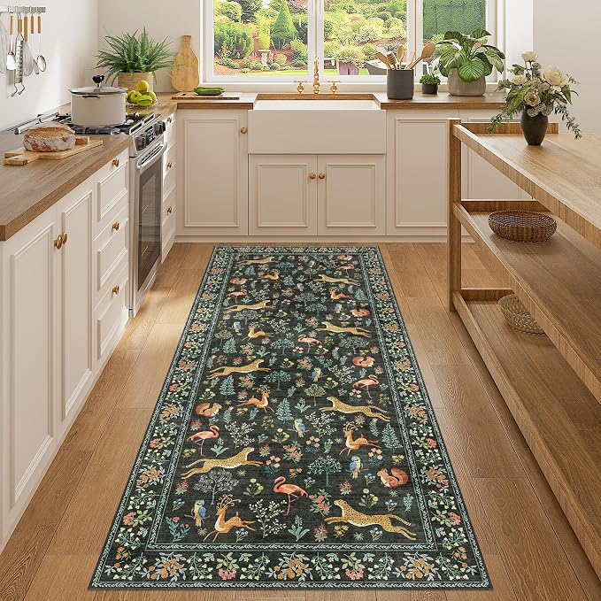 DUKINO 3x7 Hallway Runner Rug, Non Slip Animal Kitchen Runner Rug, Low Pile - Image 4