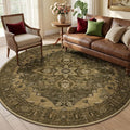 RELEANY Washable Area Rug, Round 6ft, Water Repellent, Pet Friendly, Vintage by RELEANY