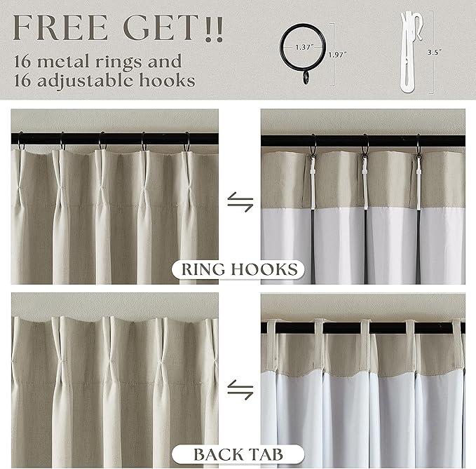 Oatmeal Linen Blackout 120 Inch Curtains - Image 6