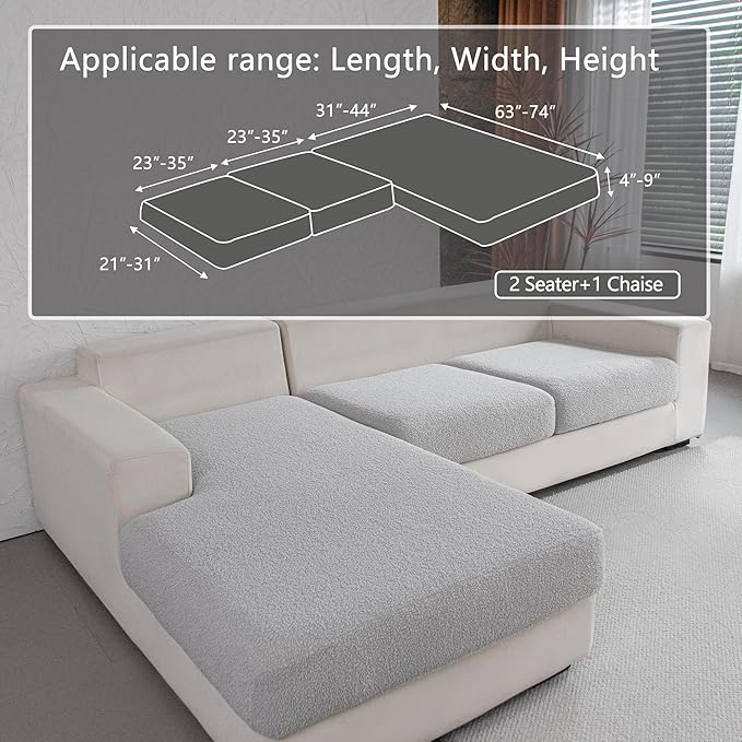 OHSIO Couch Cushion Covers for Sectional Sofa, Stretch Soft Sofa Slipcovers - Image 2