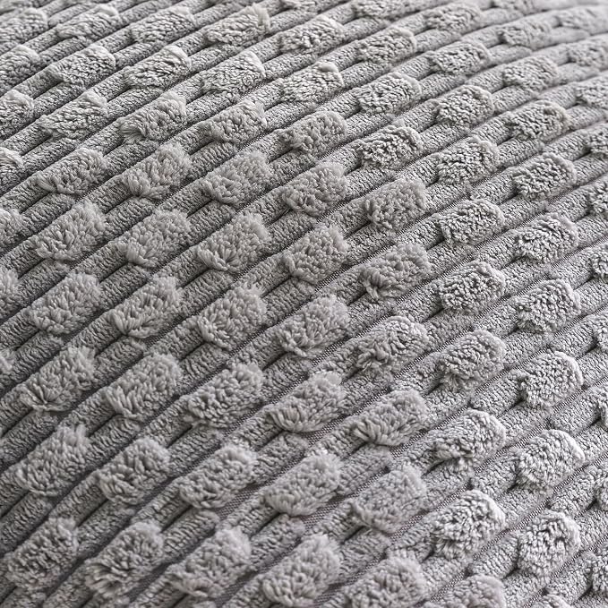 Set of 4 Grey Decorative Throw Pillow Covers 12x20 Inch Corduroy Pillow Covers - Image 5