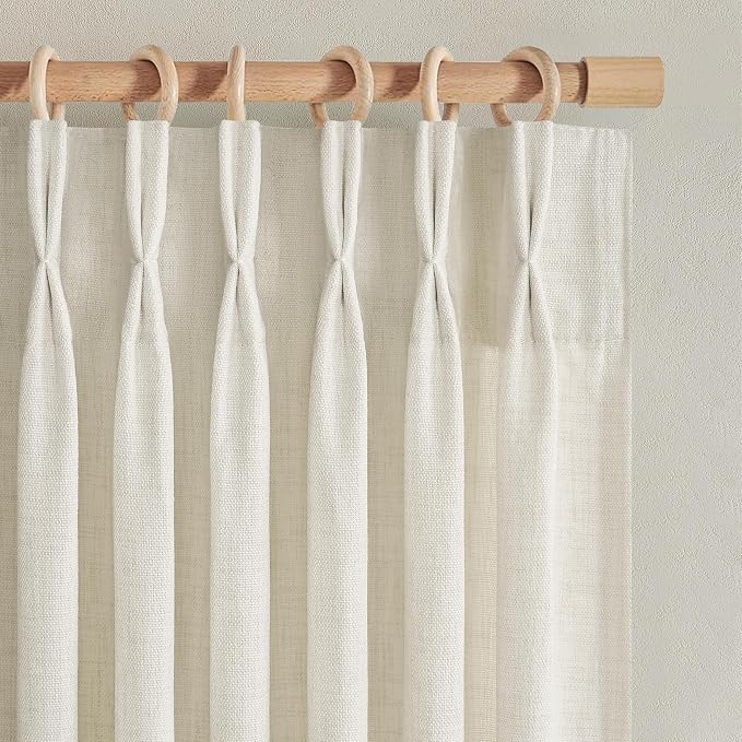 Pinch Pleated Linen Curtains 84 Inch Length 2 Panels Set by PleatedDrapes
