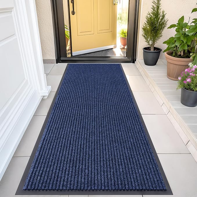 OLANLY Front Door Mat 47x23, Waterproof Heavy-Duty Indoor Outdoor Doormat | Blue by OLANLY