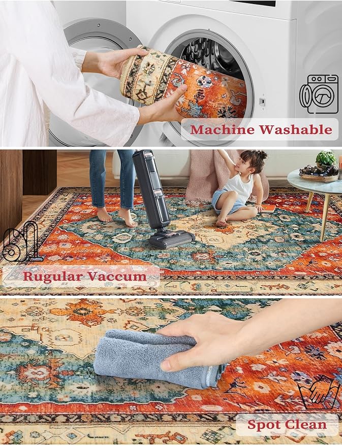 SERISSA 2'6"x10' Washable Non Slip Boho Runner Rug - Image 2