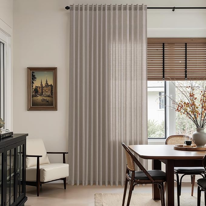 Stone Beige Linen Curtains for Living Room 108 Inches Long Simple Modern Light - Image 6