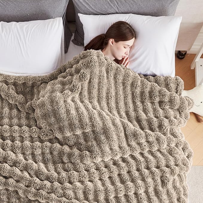50x60 Inches Ultra-Soft Fuzzy Faux Fur Plush Throw Blanket - Image 2