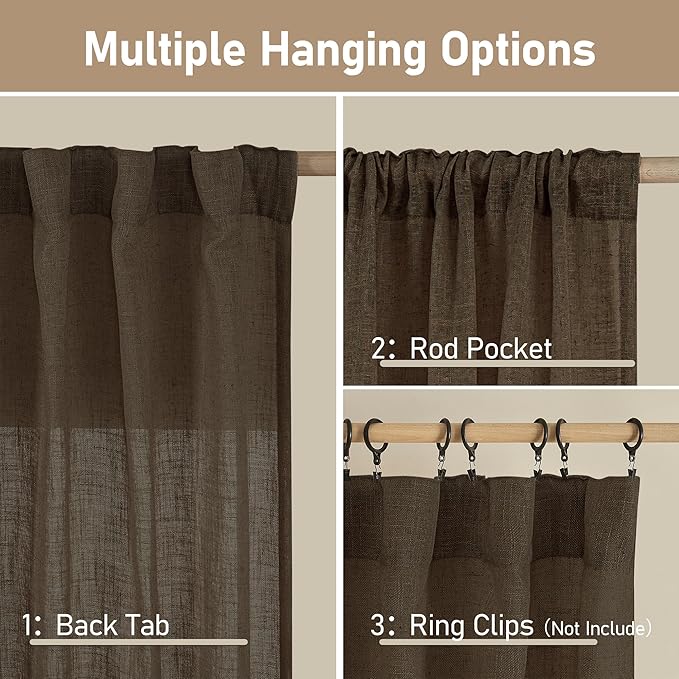 Semi Sheer Linen Curtains 45 Inches Long - Image 3