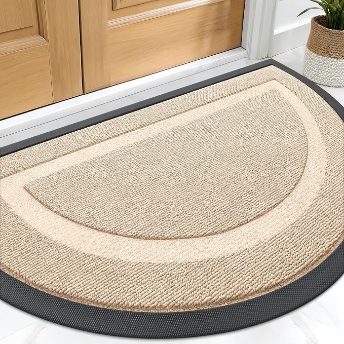 OLANLY Half Circle Front Door Mat Outside 29.5x17 All-Season Rubber Doormat | by OLANLY