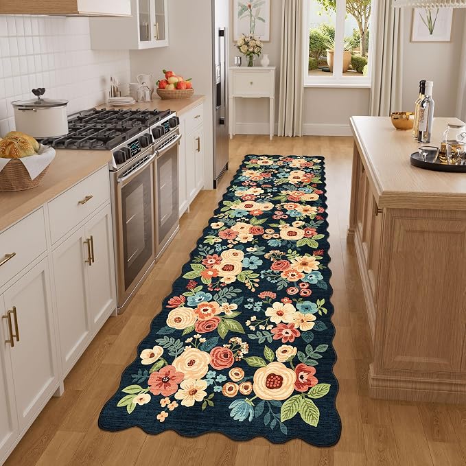 DUKINO 2x7 Runner Rug for Hallway, Floral Washable Kitchen Rug, Stain Resistant - Image 3