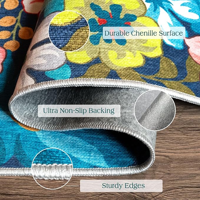 3x5 Flower Entry Rug, Washable Indoor Outdoor Mats - Image 2