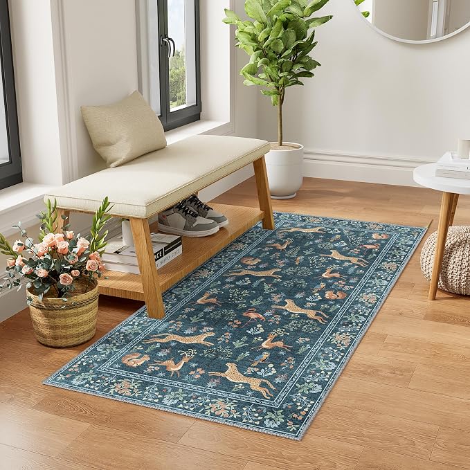 DUKINO 2x4 Rug for Entryway, Animal Washable Runner Rug for Kitchen, Low Pile - Image 3