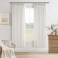 Ivory Linen Pinch Pleated Semi Sheer Curtains W50xL72 2 Panels | 72 Inch Pleat by Twodrapes