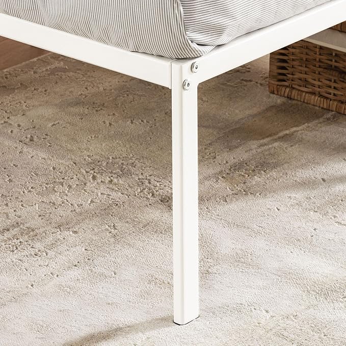 Best Price Mattress 18 Inch Metal Platform Bed Frame, Heavy Duty Steel Slats, White, Twin