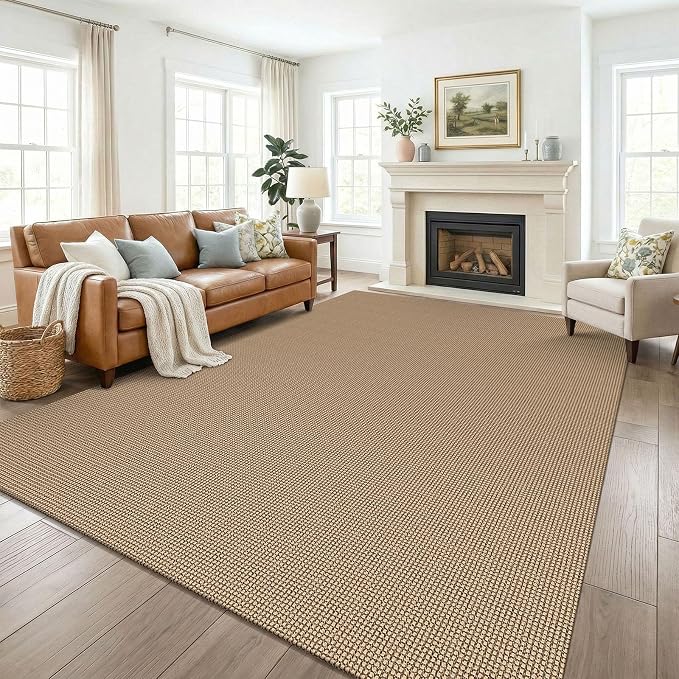 KOZYFLY Farmhouse 7.5x10 Rugs for Living Room, Non Slip Woven Area Rugs by KOZYFLY