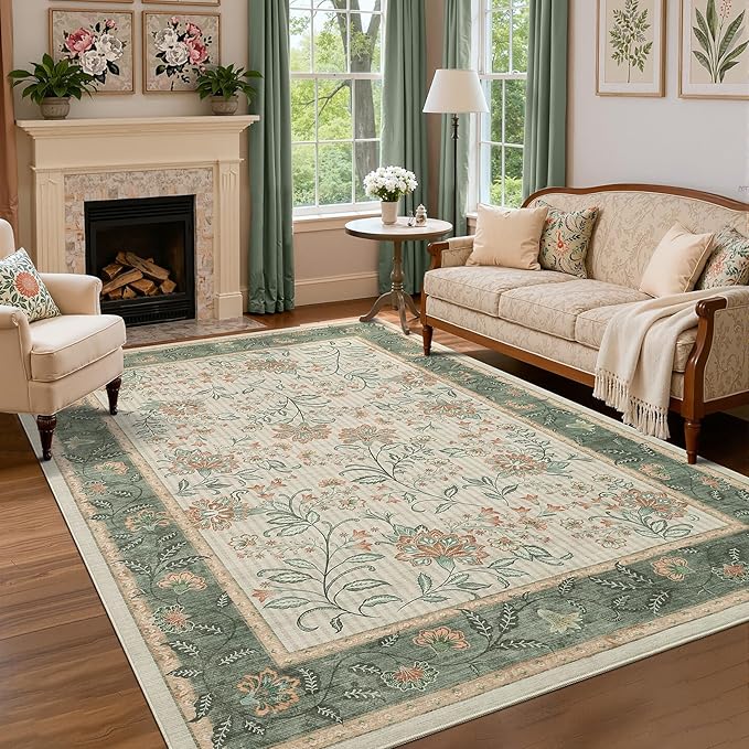 GarveeHome 5x7 Area Rug Sage Green Washable Rugs - Image 3