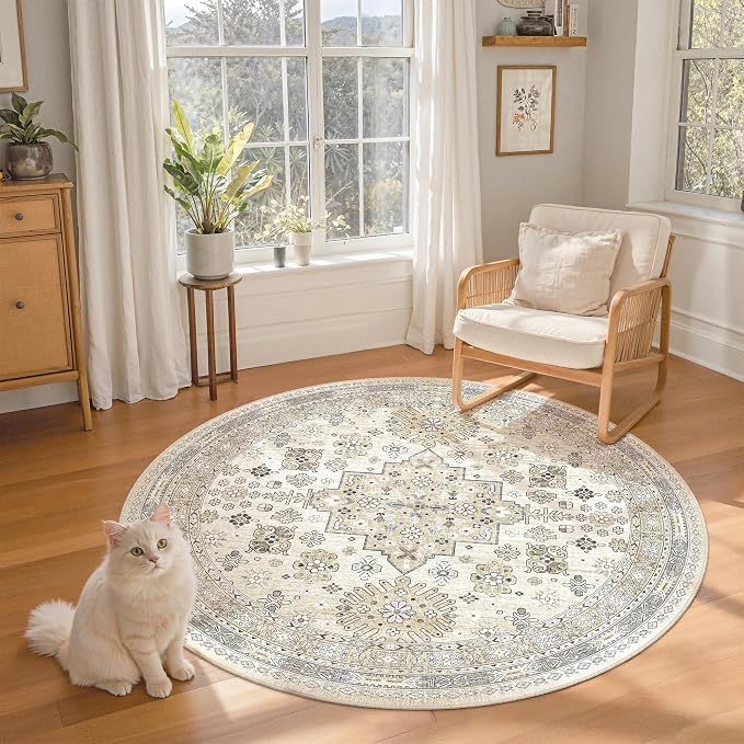 Round Rug 5ft, Circle Rug for Dining Room Table, Dining Room, Nursery Room - Image 3