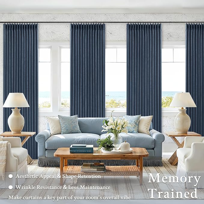Extra Long Navy Blackout Pinch Pleat Curtains 120 Inches Long - Image 4