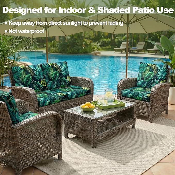 CALBODE 12 Pcs Stretch Outdoor Seat Cushion Covers, Washable Reusable, - Image 5