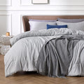 Bedsure Full Comforter Set - Grey Soft Bedding for All Seasons, Cationic Dyed Bed Set, 3 Pieces, 1 Full Size Comforter (82"x86") and 2 Pillow Shams (20"x26"+2")