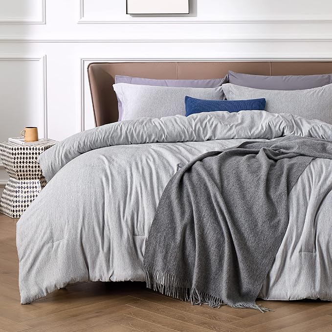 Bedsure Full Comforter Set - Grey Soft Bedding for All Seasons, Cationic Dyed Bed Set, 3 Pieces, 1 Full Size Comforter (82"x86") and 2 Pillow Shams (20"x26"+2")