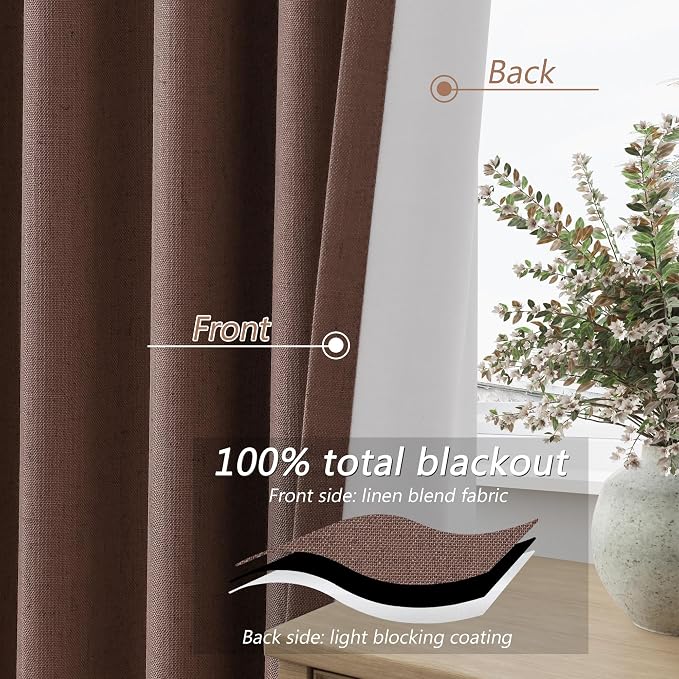 100% Blackout Curtains 120 Inch Length 2 Panels Set - Image 4