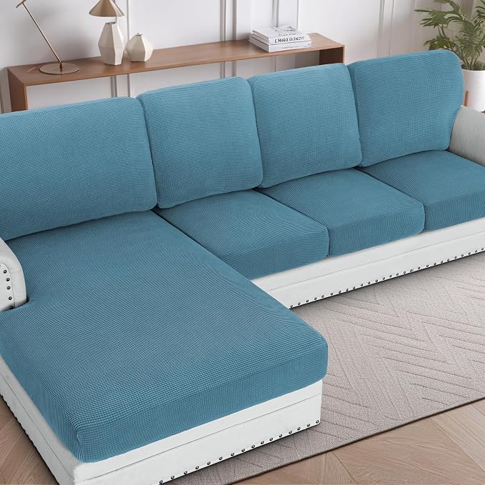 H.VERSAILTEX Sectional Couch Covers 4 Pieces Sofa Seat Cushion Covers L Shape by HVERSAILTEX