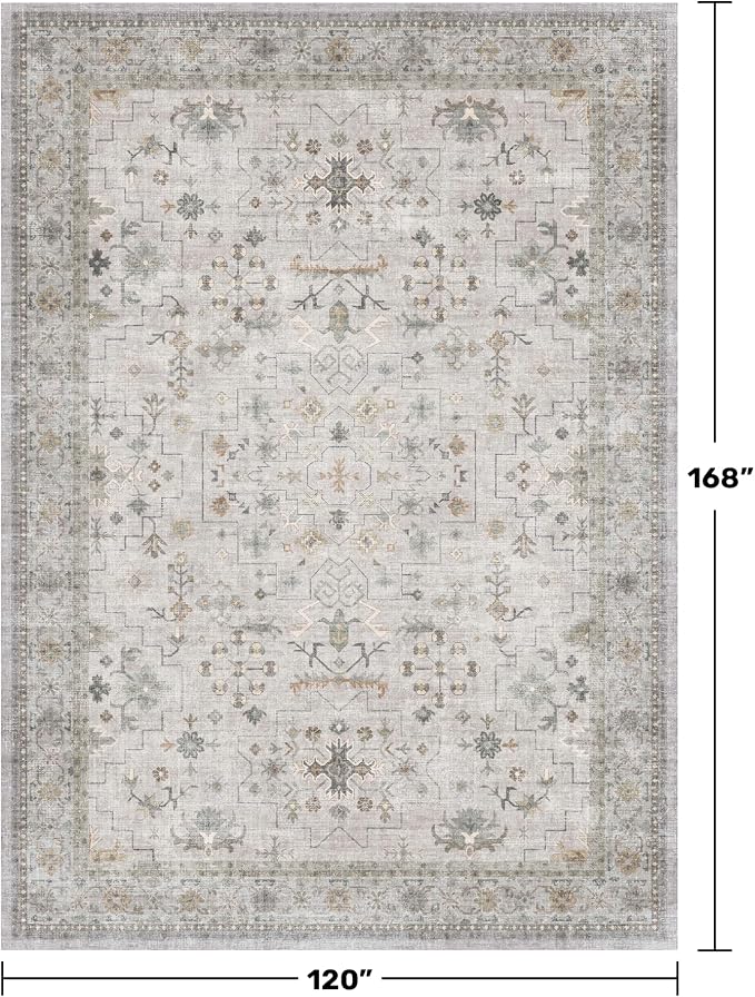 Large Light Gray & Sage 10x14 Living Room Rug - Image 2